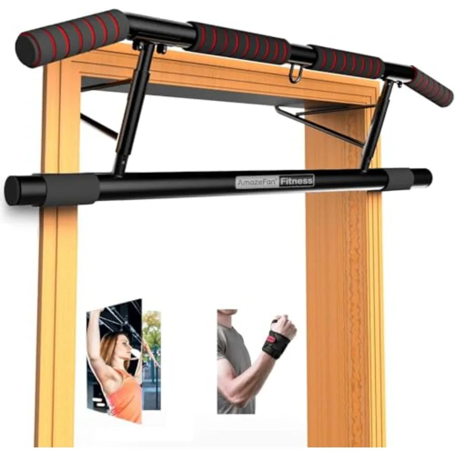 Pull Up Bar Doorway with Ergonomic Grip - Home Gym Chin-Up Frame - Multi-Angle Grip - 2024 Upgrade Smart Hook - Fits A