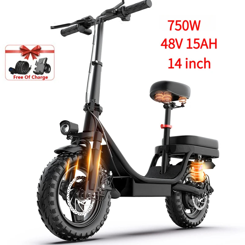 UL2849 Certified Compact 750W 14 Inch Electric Bike,Adjustable Front Brake Seat,45° Climbing City Commuter Ebike Local Shipping