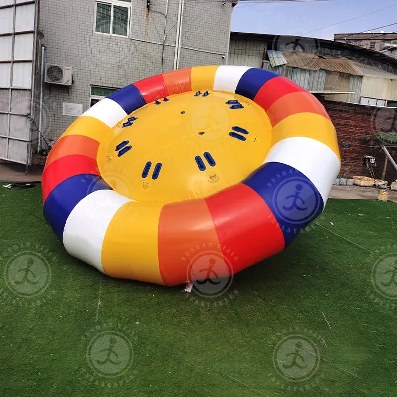 6-8 Person Inflatable Water Spinning UFO Towable Tube 10X10FT Heavy-Duty PVC Inflatable Towable Disco Boat for Water Sports