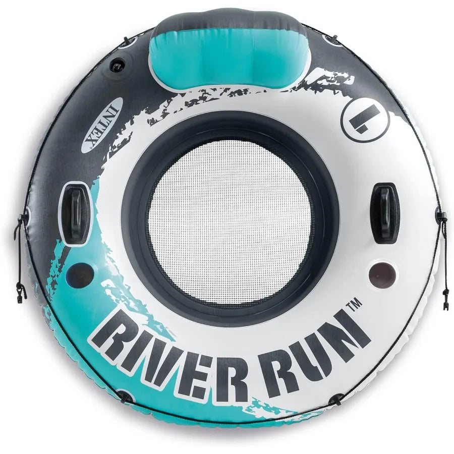 River Run 1 53 Inflatable Floating Tube for Lake Pool Ocean Raft Durable PVC Material Blue Color Lightweight and Easy to Inflat