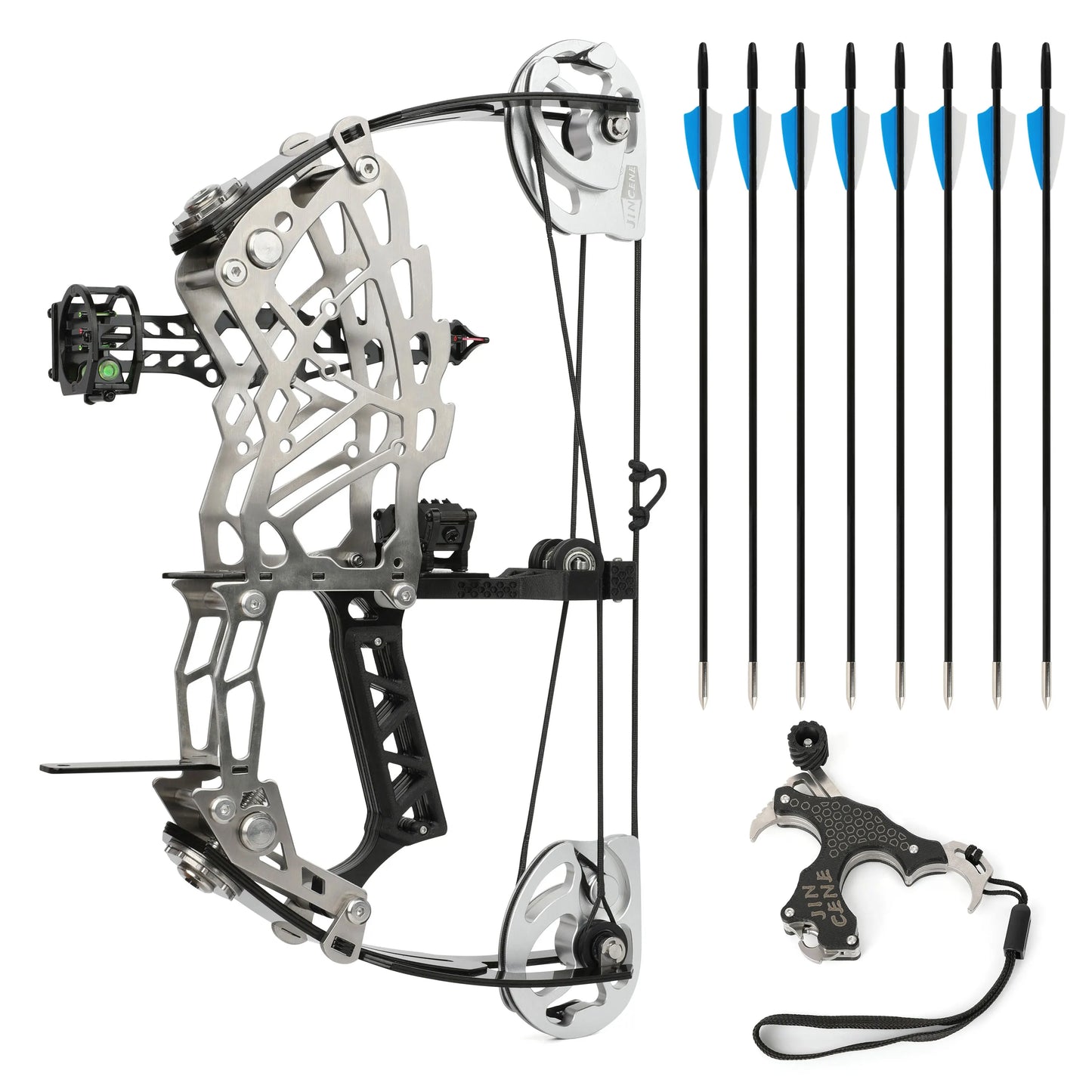 Archery Compound Bow 15-32lbs Adjustable for Beginners Right Hand Carbon Fiber Grip Arrows Youth Target Practice Archery Set