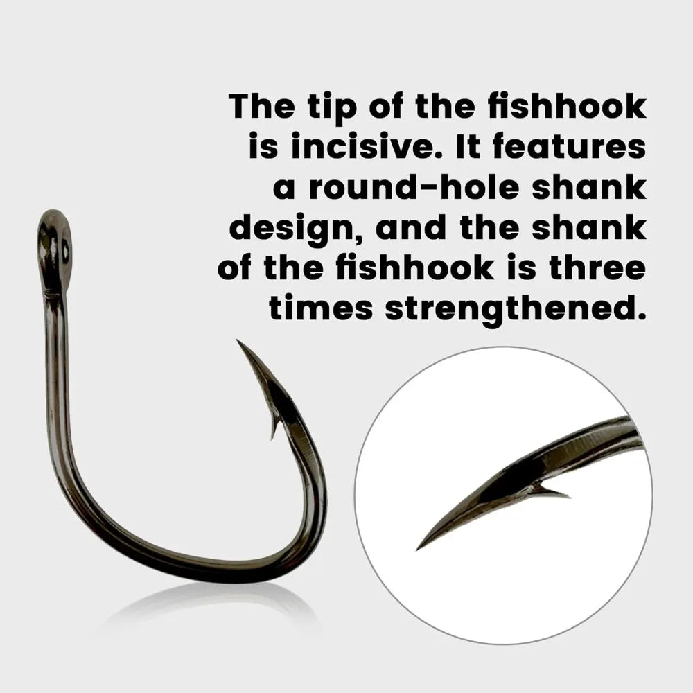 5pcs Premium Grouper Fishing Hooks - Heavy-Duty Circle Hooks for Saltwater Big Fishing Gear, Perfect for Big Game Tackle