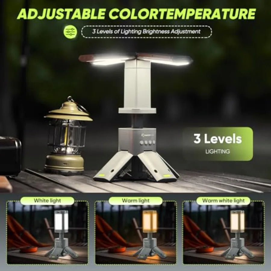 Portable Camping Light 14000mAh Telescopic Camping Lantern with Rechargeable Power Supply Dimmable Magnetic Tent Lamps 6000 Lum