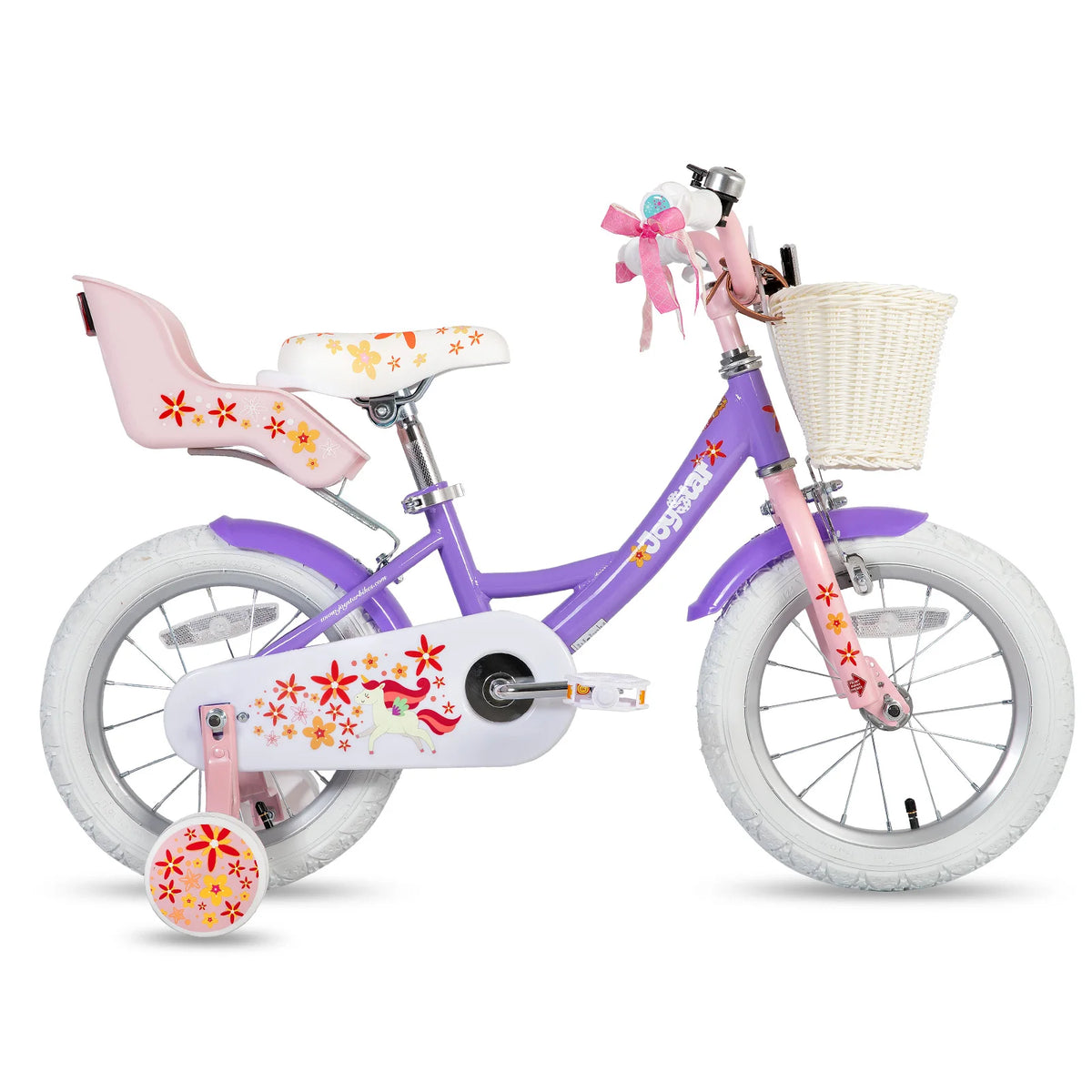 JOYSTAR Unicorn Girls Bike for Kids Ages 2-9,Kids Bike with Training Wheels, Streamers, Basket and Doll Seat