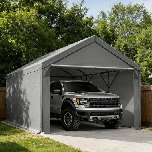 Carport 10x20ft Heavy Duty Canopy,Portable Garage Party Tent,Portable Garage with Removable Sidewalls & Doors, Customized