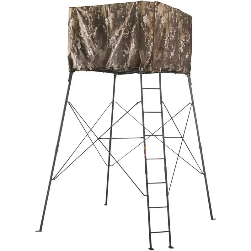 Bolderton Outdoor Hunting Quad Pod 12' Height Dual Person Tower Platform Integrated Ladder Seating Hunting Equipment