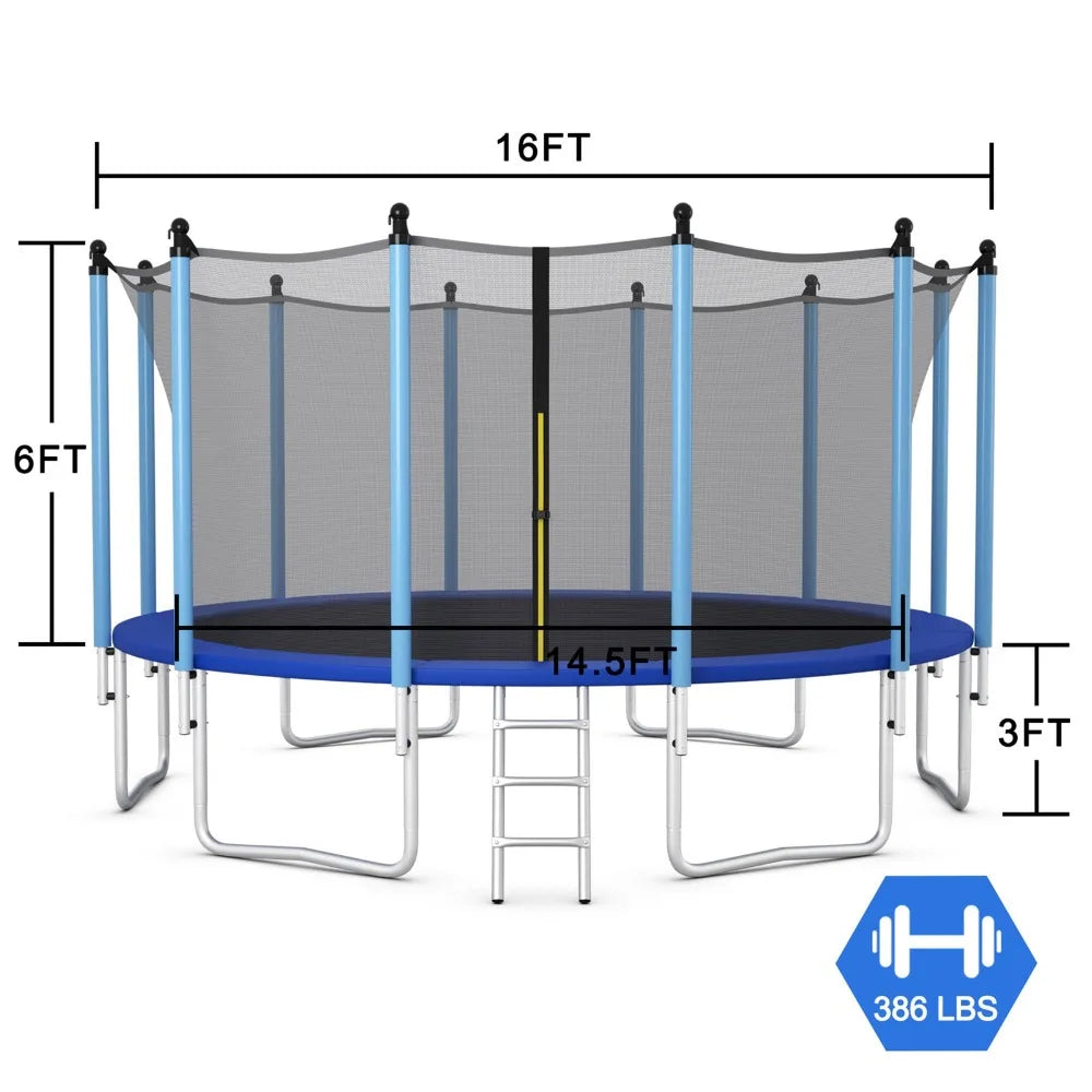 16FT Jumping Exercise Recreational Bounce Trampoline for Kids W/Safety Enclosure