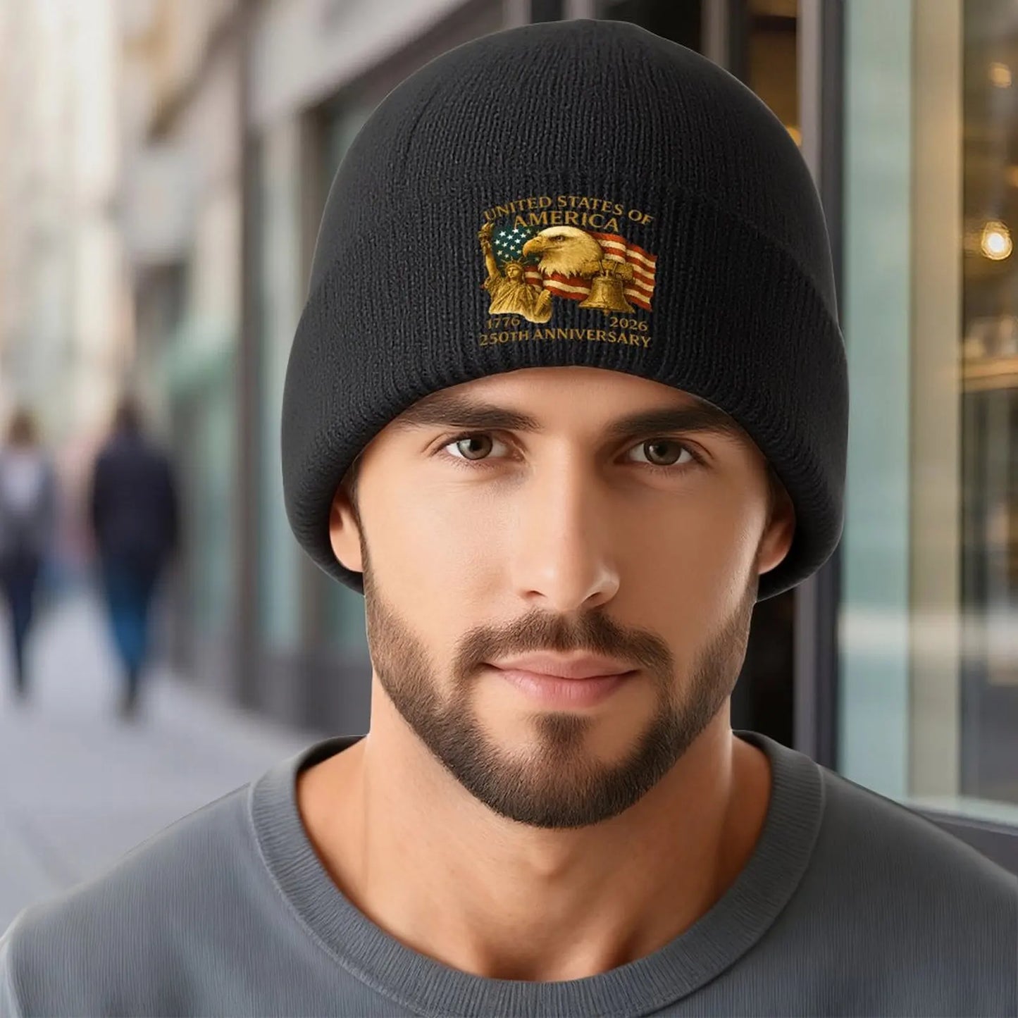 250th Anniversary United States Design Beanie, Independence Theme Hat for Women Men, Anniversary Celebration Accessories