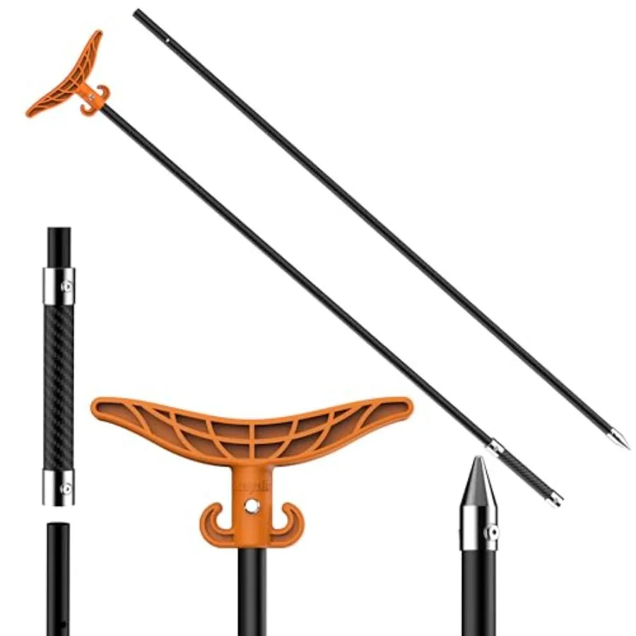 8.63'/12.3' Shallow Water Anchor Pole with T-Handle High Strength Fiberglass Reinforced Polyamide66 Mud Anchor Pole for Boat Fi