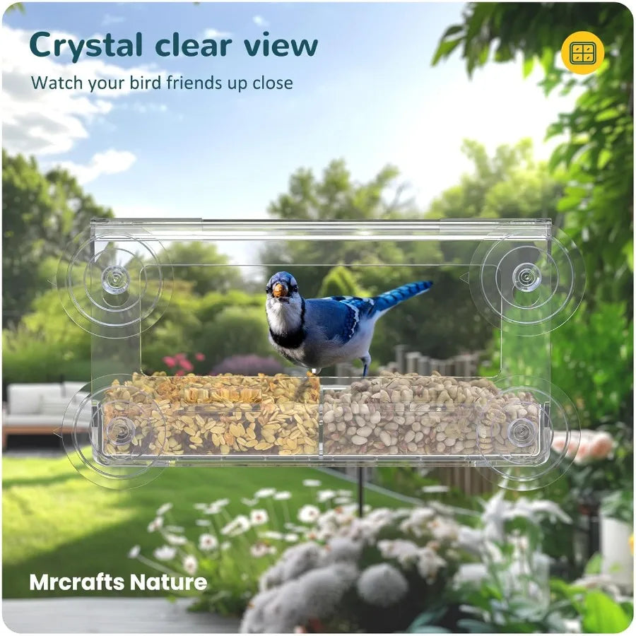 Window Bird Feeder with Strong Suction Cups Clear Window Bird feedersfor Viewing Cardil Bird Feeders for Outside Unique Gift