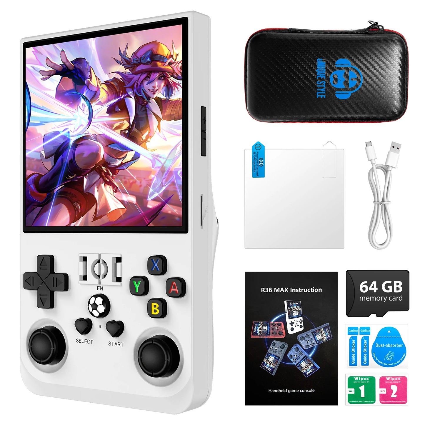 AISLPC R36MAX Handheld Game Console 4.0 Inch 64/128GB RK3326 Chip Retro Portable Video Game Player Open Source Pocket Console