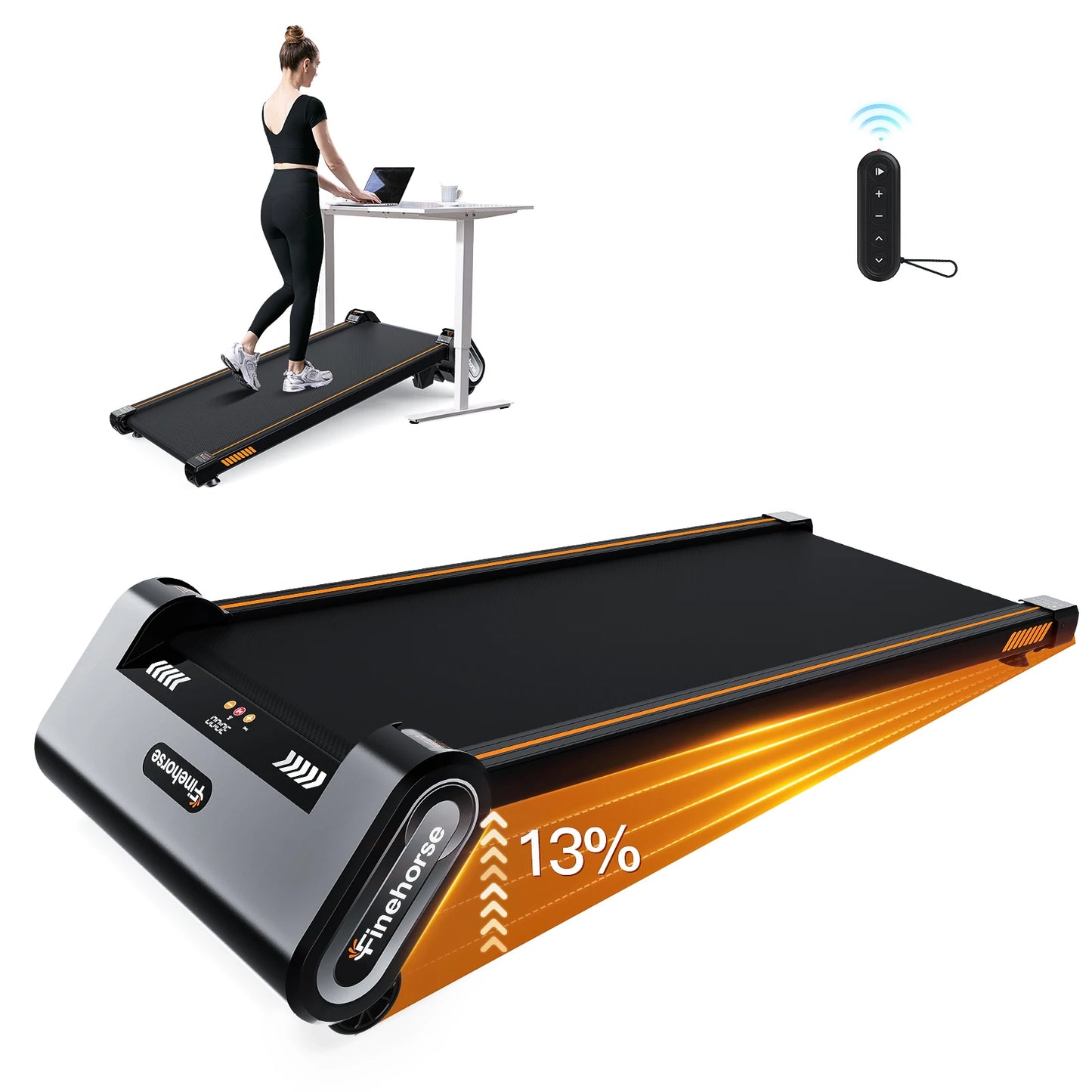 Akluer 13% 6-Level Walking Pad with Auto Incline,2.5HP 330Lbs Capacity Portable Compact Treadmill for Home Office,LED Display