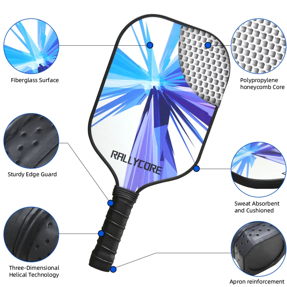 Pickleball Paddles Set of 2 with 4 Pickleball Balls and Pickleball Bag, Fiberglass Pickle Ball Rackets 2 Pack for Beginner