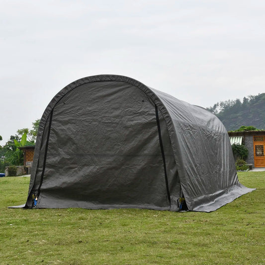 10x20 Carport Canopy, Portable Garage with Steel Frame and Waterproof Cover, Round Roof Car Tent for Outdoor, Customized