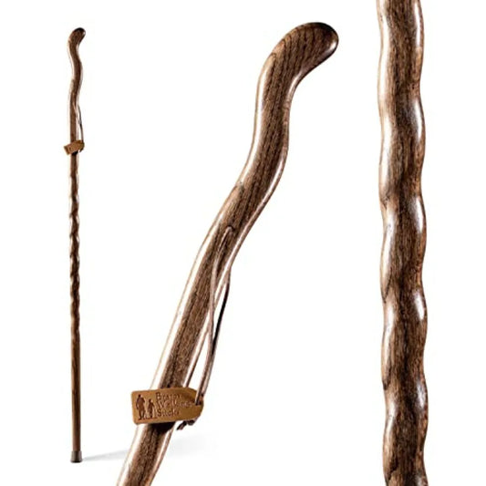 Handcrafted Wood Walking Stick with Twisted Oak Design and Ergonomic Style Handle Ideal for Outdoor Adventures and Daily Suppor