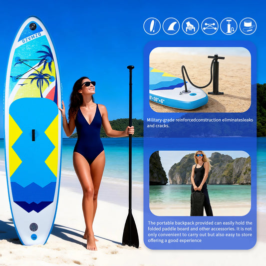 10ft Inflatable Stand Up Paddle Board with Premium Accessories,Portable SUP Paddleboard Adults & Youth of All Skill Levels