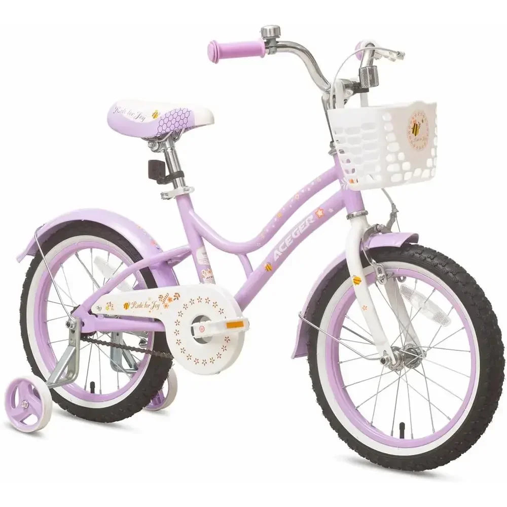 12-18 Inch Girls Bikes with Removable Training Wheels, 20 Inch Model, Adjustable Seat, Steel Frame, Dual Brakes