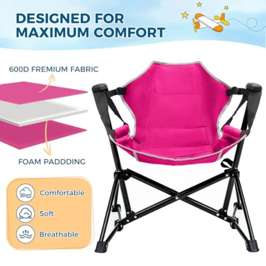 Adjustable Hammock Chair Portable Folding Camping Chair with Stand Green and Pink for Outdoor Patio Travel and Camping Supports