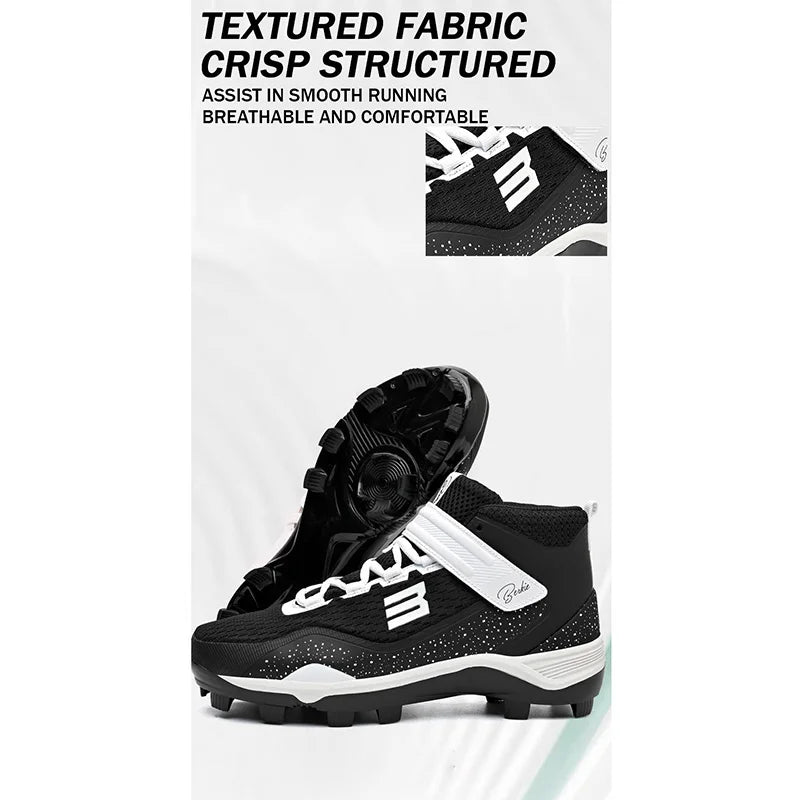 TaoBo Mid Cut Pro Baseball Shoes Men Women Size 40-47  Softball Shoes Non Slip Outdoor Spiked Sneakers Competition Shoes