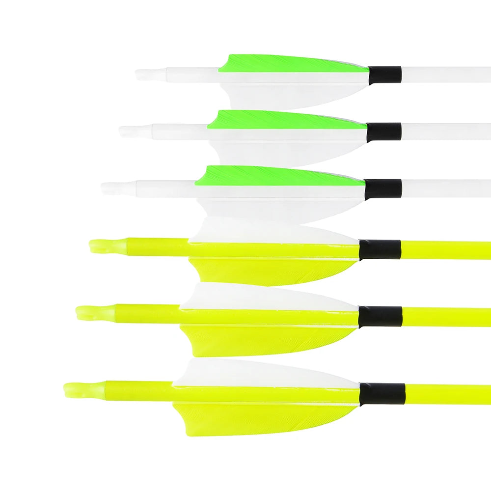 31.5" Archery Mixed Carbon Arrow SP500 3inch Turkey Feather Recurve Compound Bow Hunting Shooting Target Carbon Arrows,12pcs