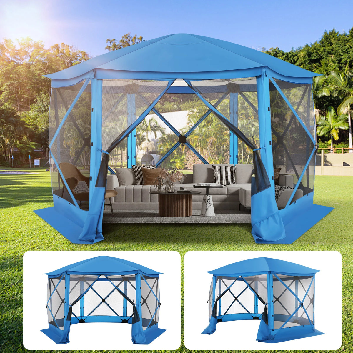 Pop up Gazebo Screen Tent Screen House for Camping, 12x12 Screen Room with Removable Roof, Outdoor Screened Gazebo with Netting,
