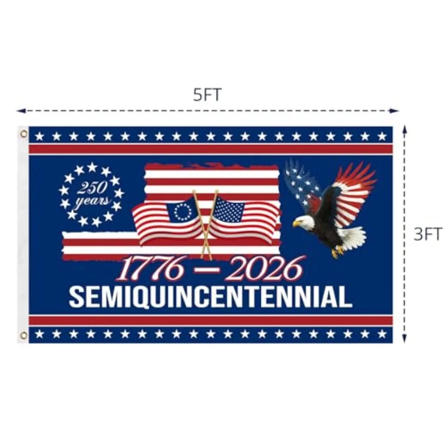 250 Year American Anniversary Flag - American Flags for Outside, Double Sided 3 Layers, 1776-2026 America 250th Birthday 4th of