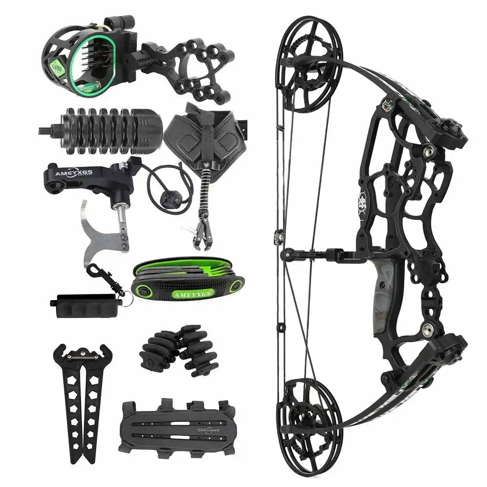 Dual-Use Compound Bow High-Performance Steel Ball & Arrow Kit 30-70LBS Adjustable 80% Let-off 340FPS Right/Left Hand Outdoor Hunting Shooting Target Archery Accessories