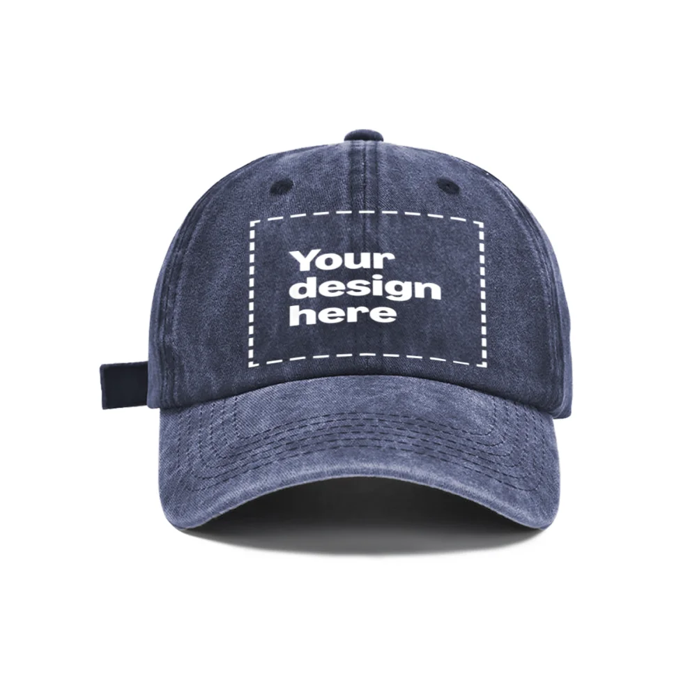 Personalized Vintage Washed Baseball Cap, Custom Name Logo Text Dad Hat, Adjustable Casual Hat for Men Women, Printed in USA