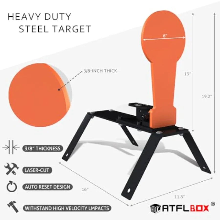 3/8" AR500 12.8'' Classic Popper Steel Shooting Target with Stand, 6'' Plate Auto Reset Target for Shooting Range, Suitable