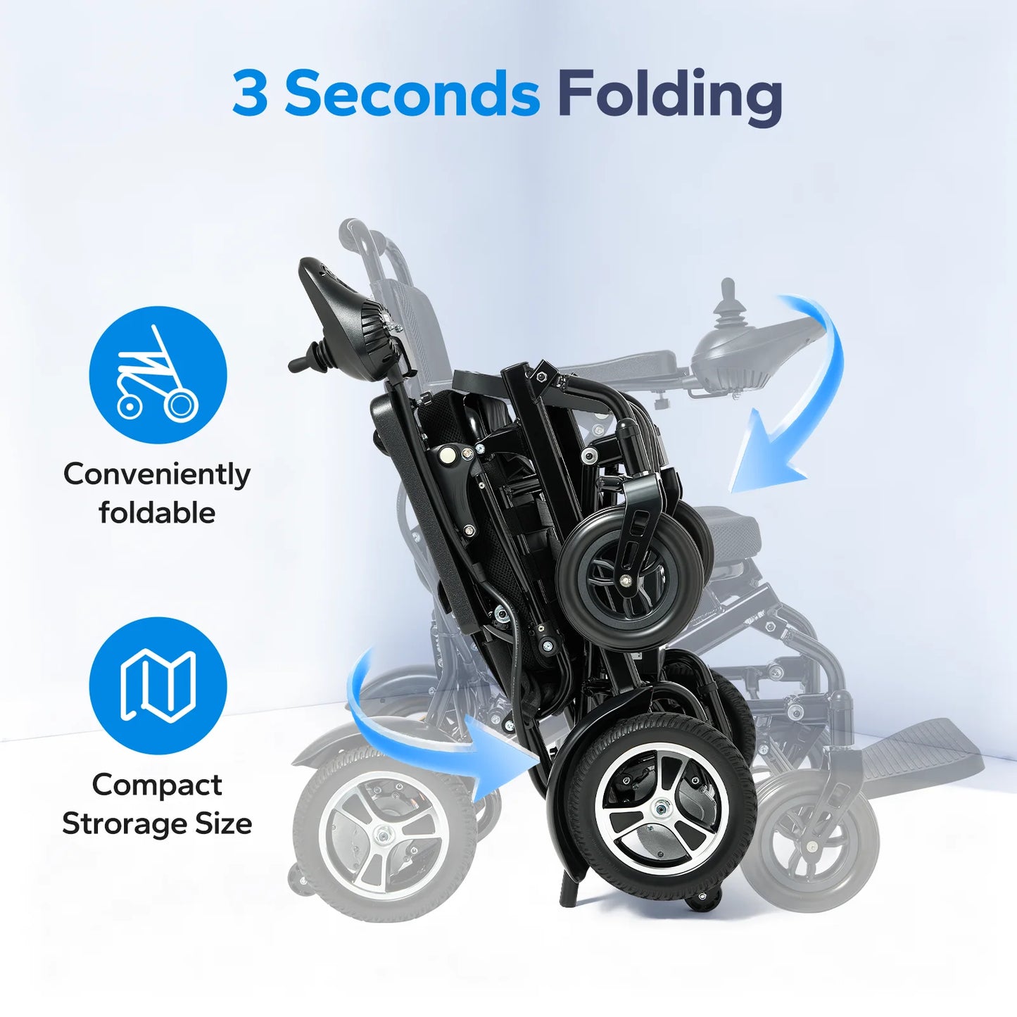 Babaka Electric Wheelchair For Adults Foldable Power Wheelchair Dual Motors 500W Portable Folding Motorized Mobility Aid Seniors