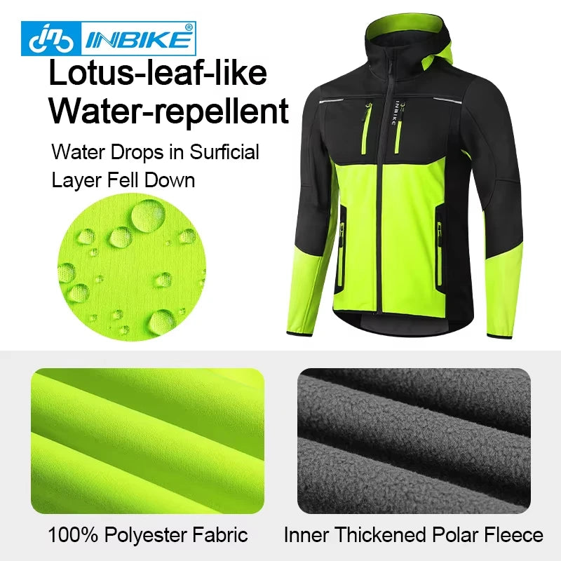 INBIKE Winter Men's Windbreaker Jacket Warm Polar Fleece Cycling Jackets With Pockets Waterproof Bicycle Jacket Clothing For Men