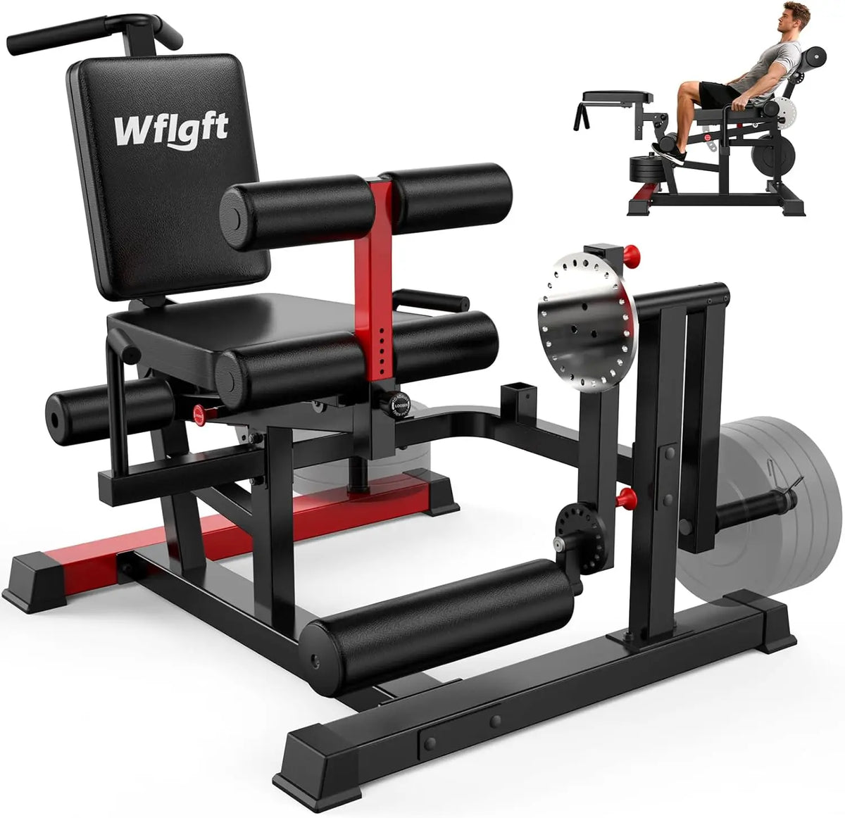 Pooboo Leg Extension and Curl Machine, 1000LB Adjustable Home Gym Leg Trainer | 4 in 1 Leg Trainer with Quick Pull-Pin Adjustments, 1000LB Capacity and Support for 1' and 2' Weight Plates