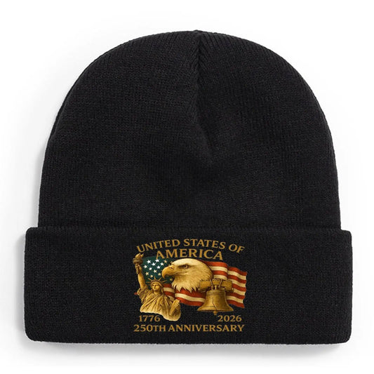 250th Anniversary United States Design Beanie, Independence Theme Hat for Women Men, Anniversary Celebration Accessories