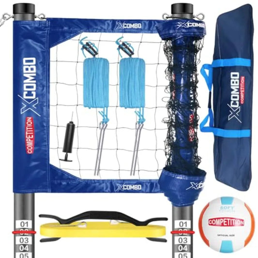Professional Volleyball Net Set Heavy Duty for Outdoor Backyard Portable with Aluminum Adjustable Height Scoring Poles Regulati