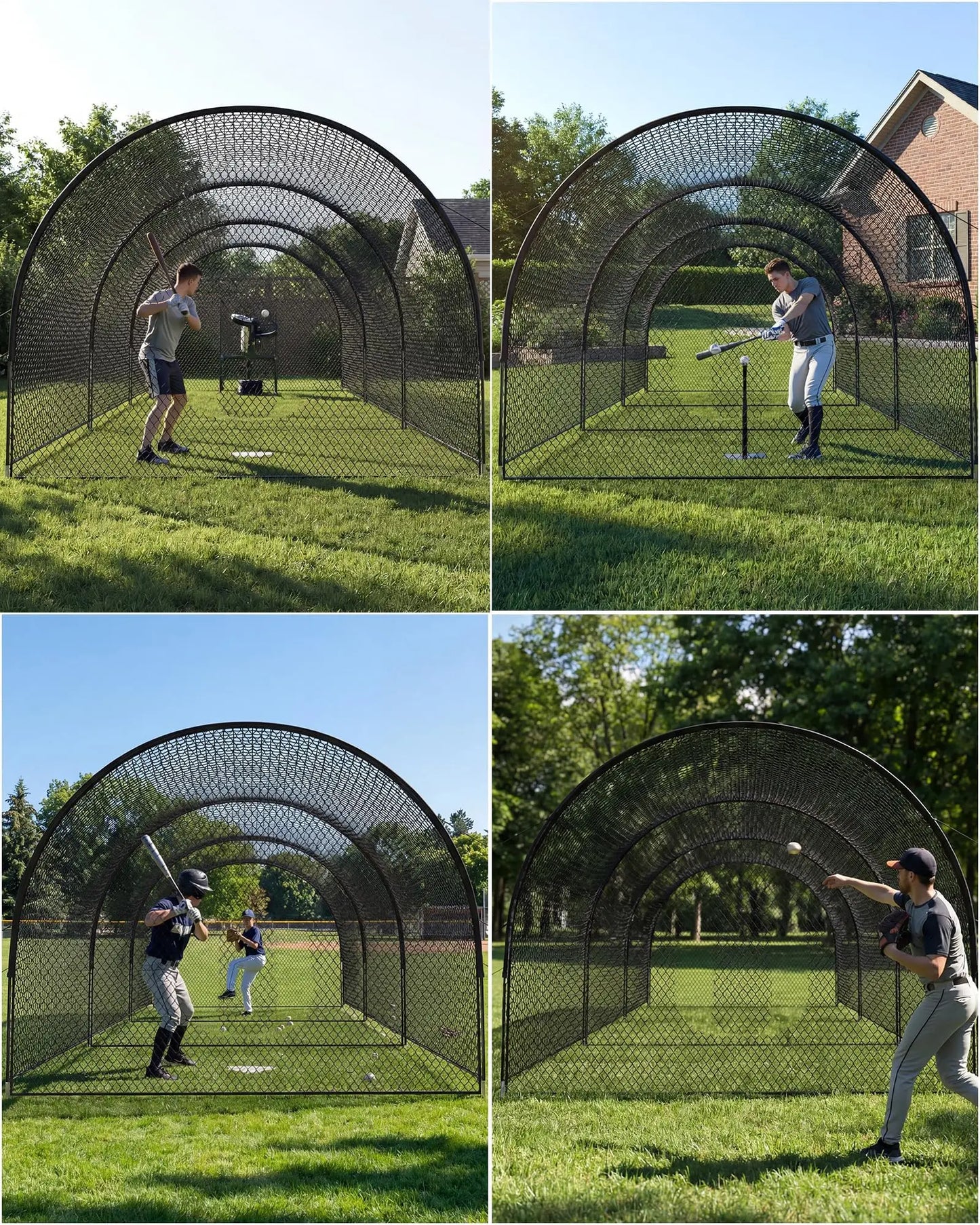 32ft Batting Cage Net With Frame, Multi-Sport Practice Cage For Baseball, Softball, and Golf, Use in Yard or Sports Field