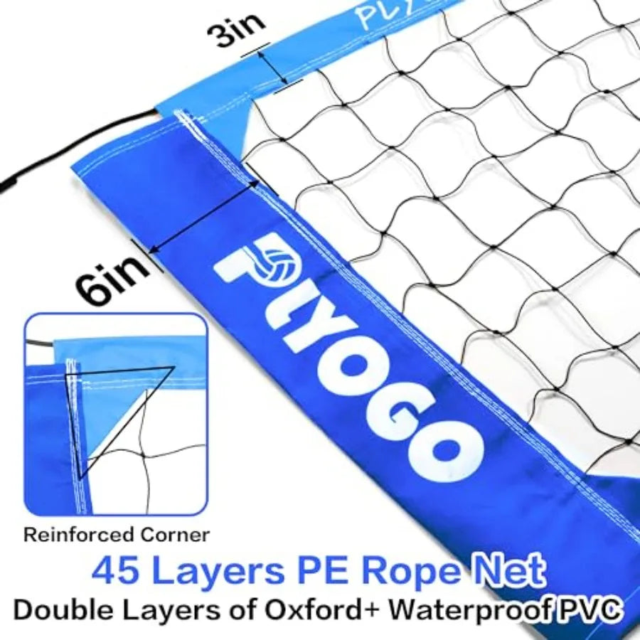 Volleyball Net for Backyard Professional Portable Outdoor Heavy Duty Volleyball Net Set with Adjustable Aluminum Poles Anti-Sag