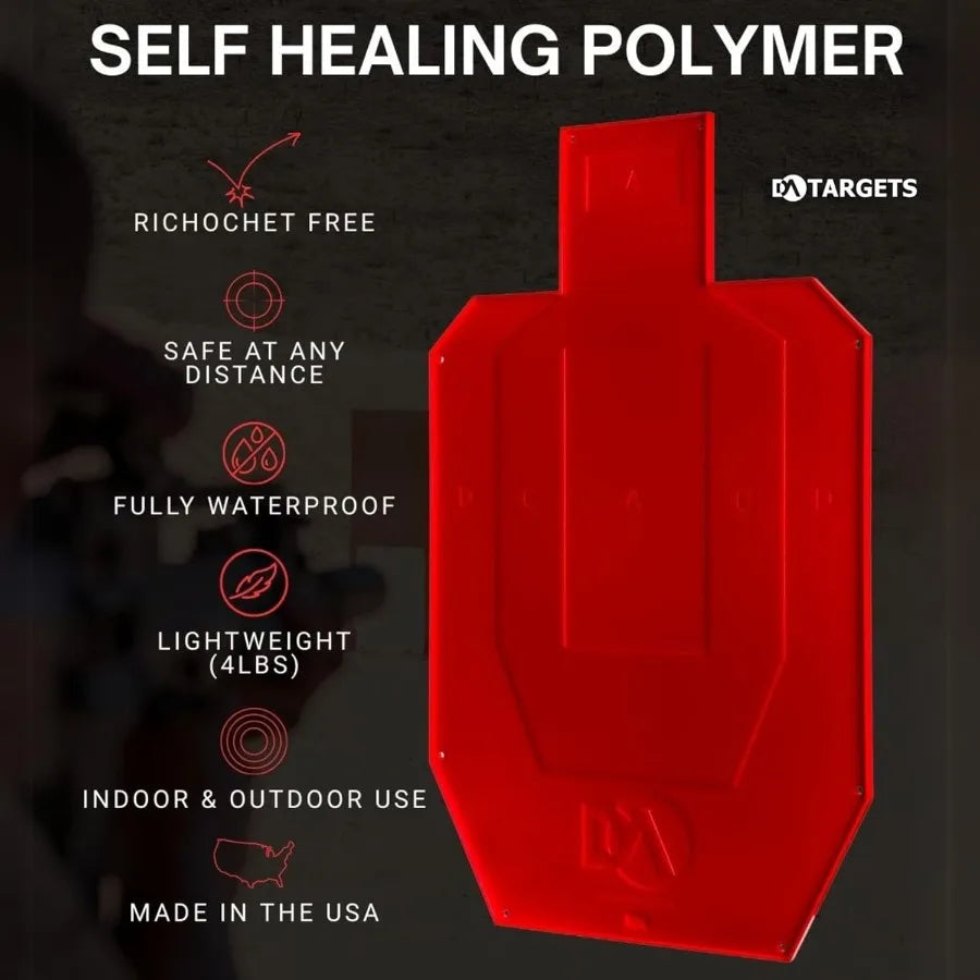Full-Size Silhouette Target, Self-Healing, Color Changing, Reactive, Ricochet Free, Reusable, Weatherproof