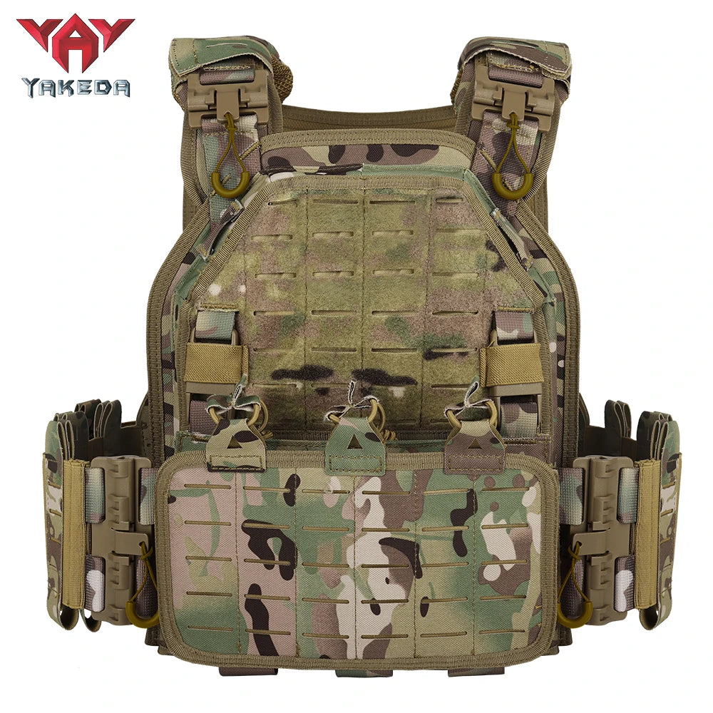 YAKEDA Tactical Outdoor Vest Quick Release Airsoft Vest for Men Adjustable Breathable Combat Training Vest with Hook and Loop