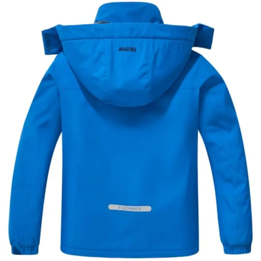 Boy's Ski Jacket Waterproof Winter Coat Kid's Fleece Snowboarding Jacket with Detachable Hood and Reflective Strips