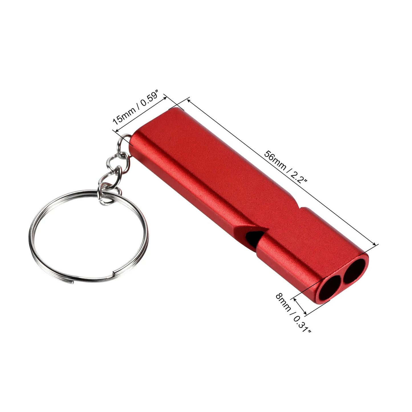 Emergency Survival Whistle Double Tubes Whistles Super Loud Aluminum Whistles with Lanyard Keychain for Outdoor Camping Hiking