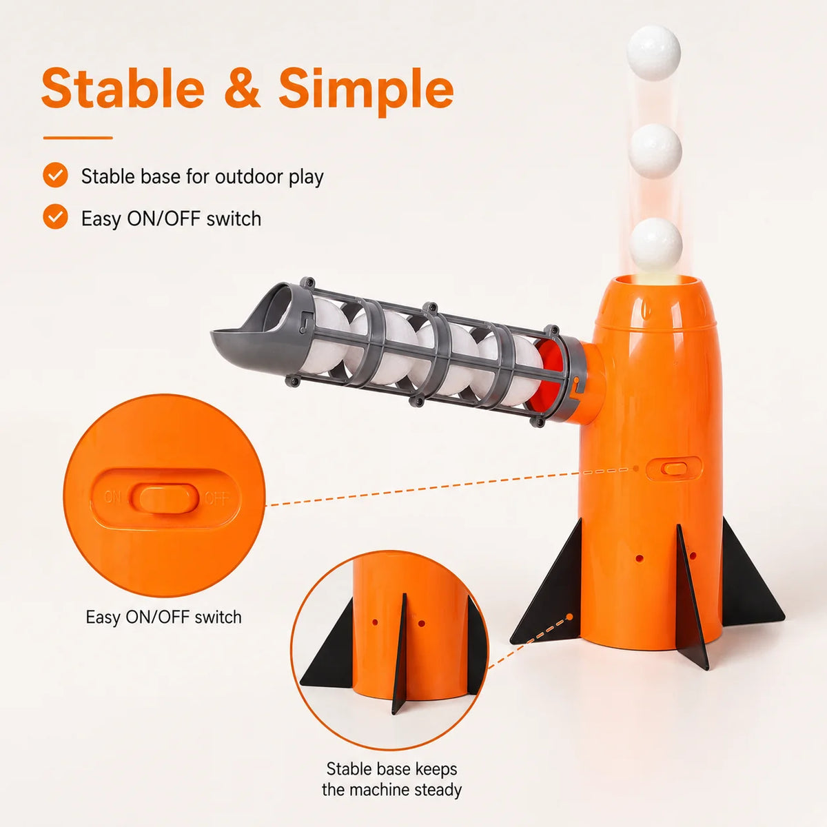 1 Launcher 5 Balls 1 Bat Automatic Baseball Pitching Machine for Kids Backyard Batting Trainer Beginner Hitting Practice Toy