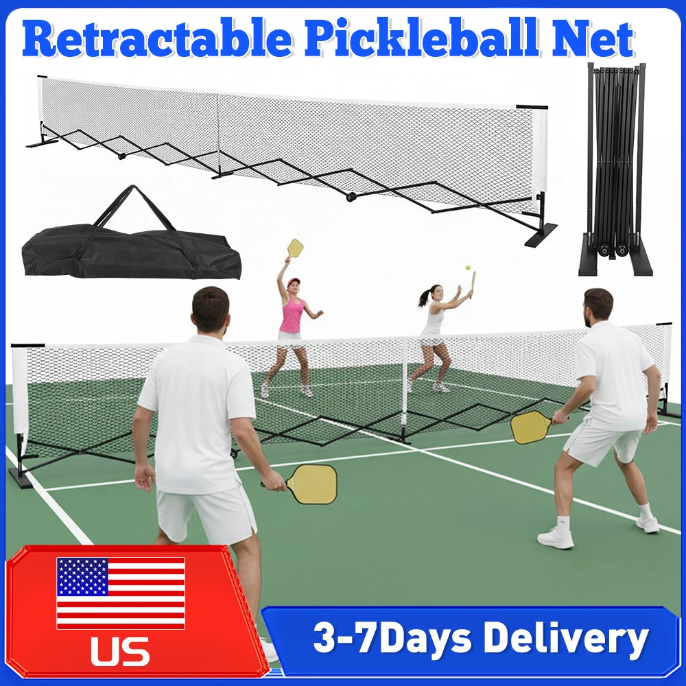 22FT Pickleball Tennis Net Set Steady Metal Frame Free Assembly Retractable with Carry Bag for Indoor Outdoor Practice Games ﻿