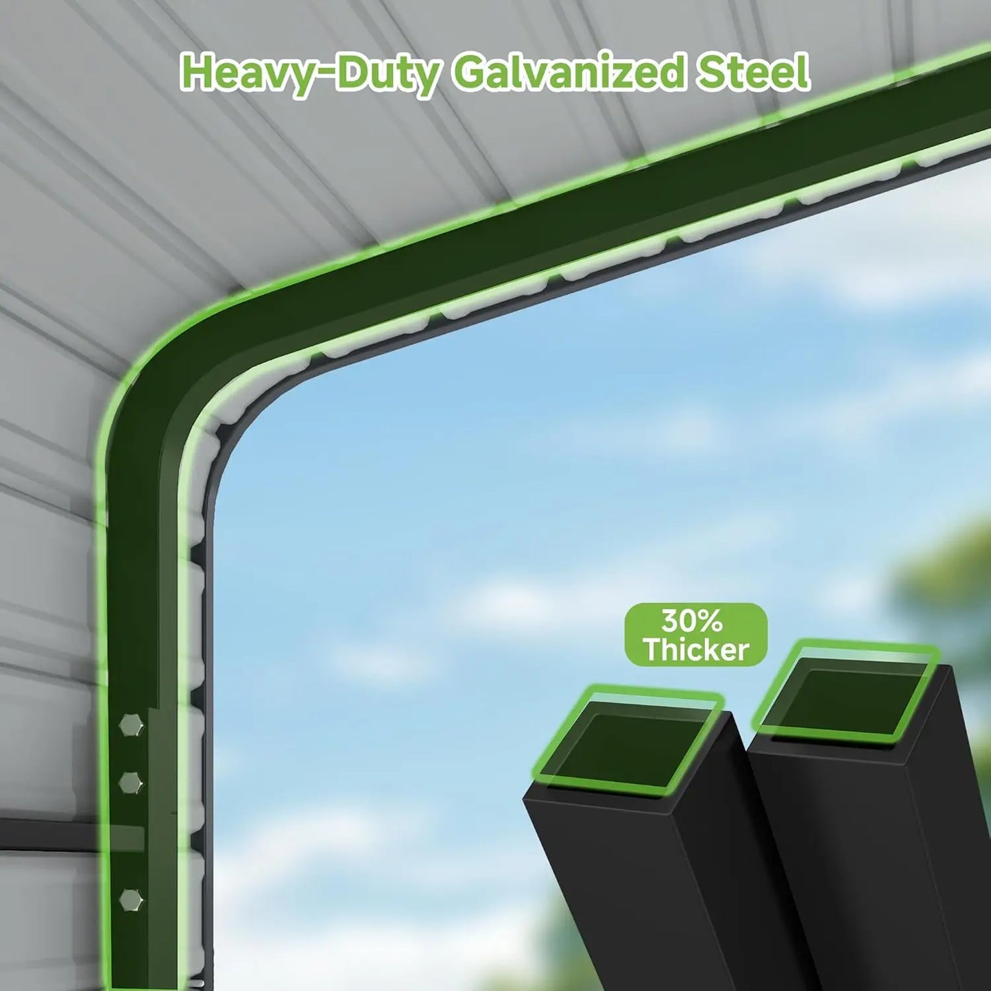 10'x15' Heavy Duty Metal Carport, Outdoor Garage Car Shelter Shade with Heavier Frame, Galvanized Roof for Car and, Customized