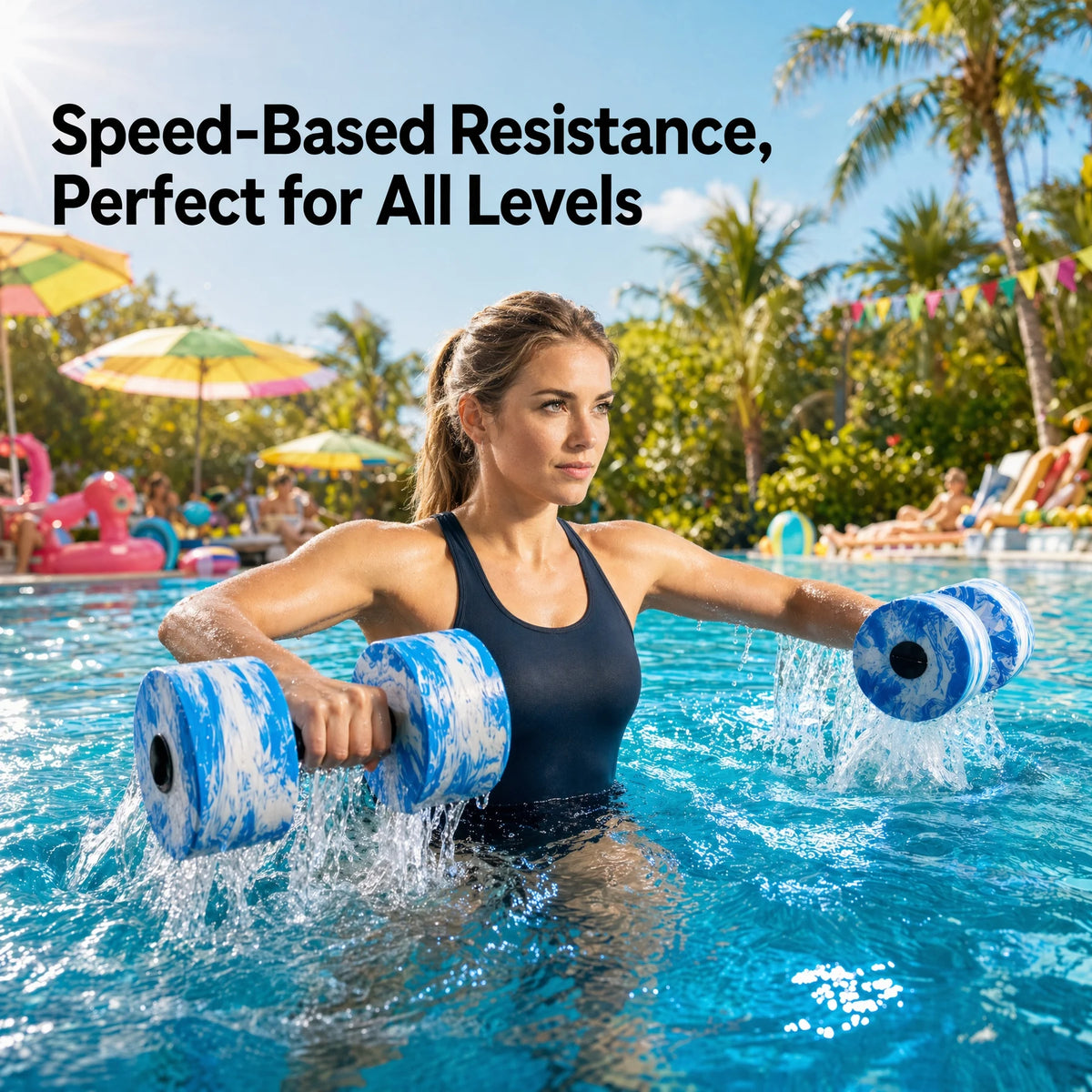 HAPBEAR 3-in-1 Aquatic Exercise Dumbbells, Adjustable Water Weights for Pool Exercise, High-Density EVA Foam Barbell for Water Aerobics Equipment, Physical Therapy & Joint-Friendly Strength Training