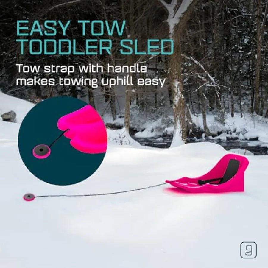 Gizmo Riders Baby Rider Toddler Sled with 3-Point Harness Anti-Slip Seat Retractable Tow Strap Durable Plastic Suitable for 6 M