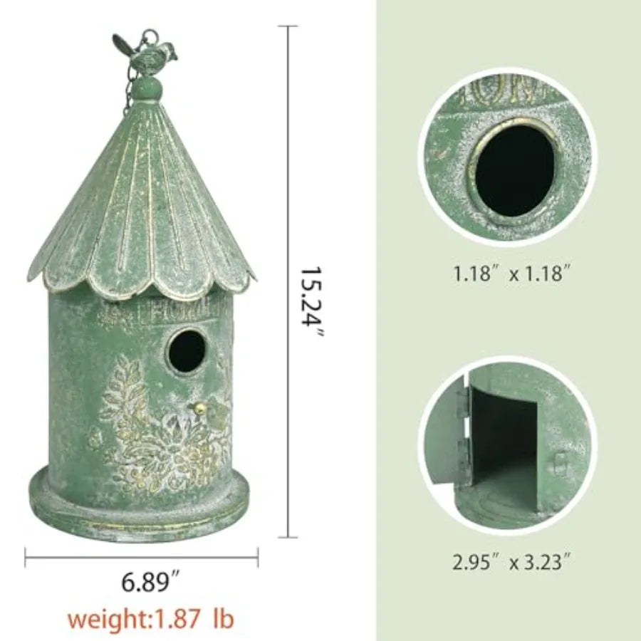 Metal Hanging Birdhouses for Outdoors Bird Houses for Outside Unique Bird Nest for bird Wren Chickadee Sparrow Bird Nest Box fo
