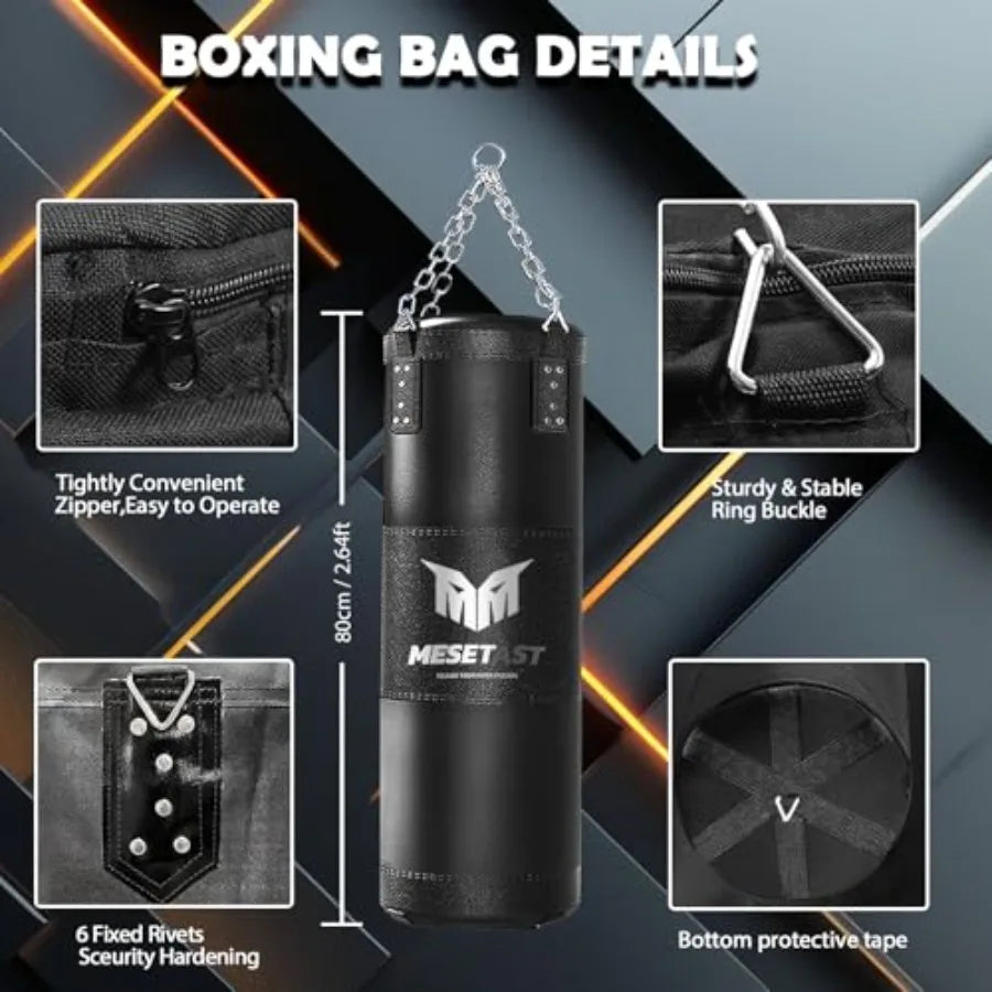 Punching Bag for Teenagers, 2.7ft Punching Bag with 8 OZ Boxing Gloves for Youth Boxing MMA Karate Kickboxing - Unfilled
