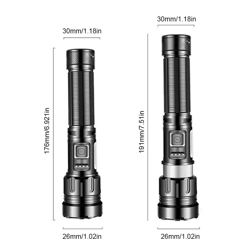 XHP50 Portable Flashlight 800LM COB LED Outdoor Lantern Type-C USB Rechargeable IPX4 Waterproof Hiking Camping Supplies
