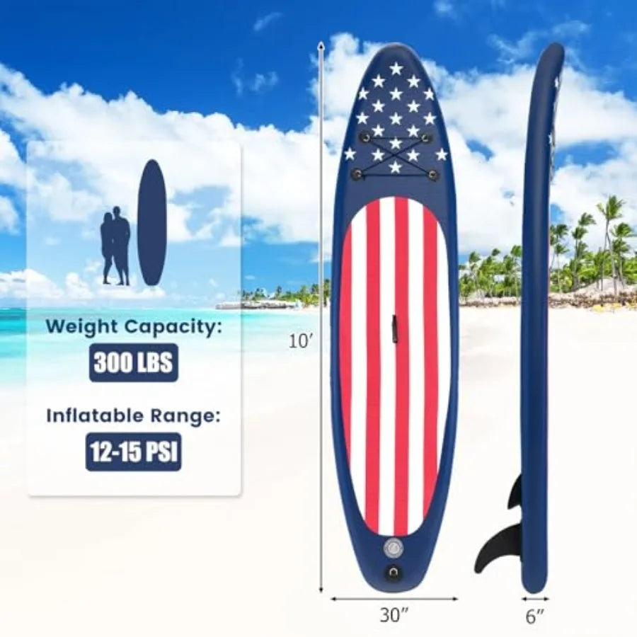 Inflatable Stand Up Paddle Board for surf and calm water use PVC material blue color ultra-stable 10 x 30 design with anti-slip