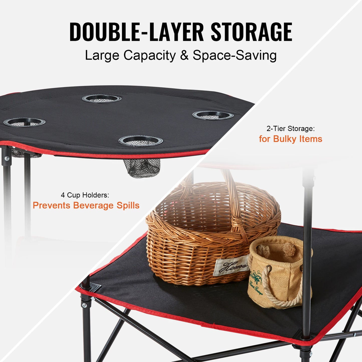 SucceBuy Folding Camping Table Outdoor Side Tables Lightweight Fold Up Table 600D Oxford Fabric & Steel Ultra Compact Work Table